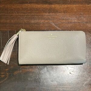 Kate Spade Taupe Leather Wallet with Tassel